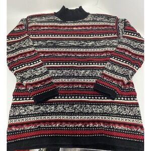 Vintage Y2K Knit Pullover Capacity Womens Sweater Cotton Blend PL Red Black